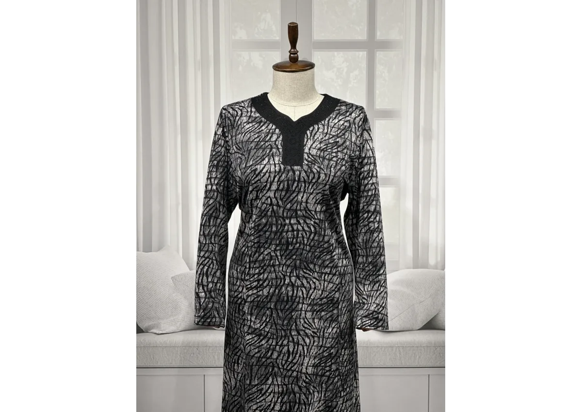 HESNA 8260 BTT. ELBİSE - SİYAH & FÜME - 588/L - (Asorti: 8-9)