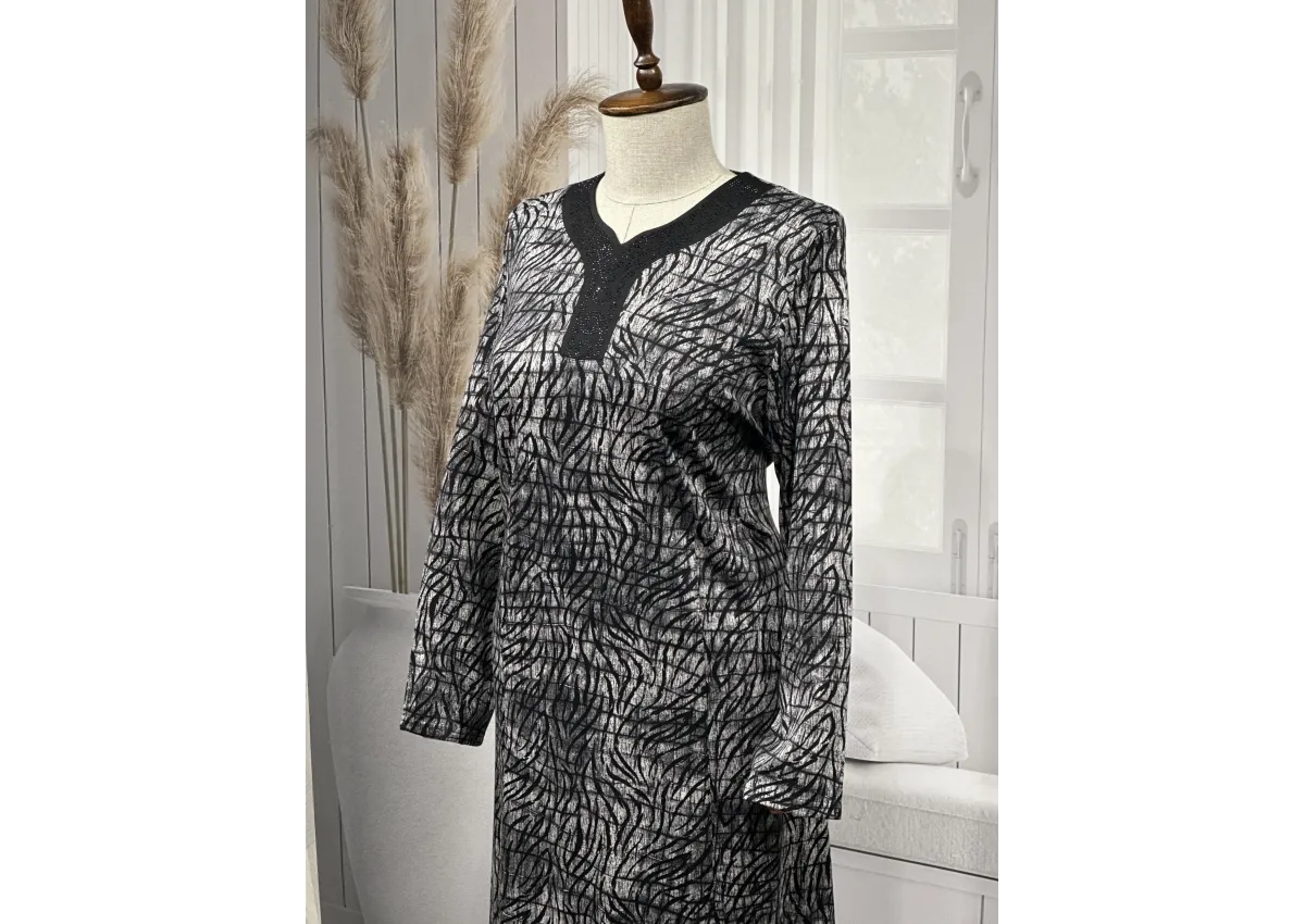 HESNA 8260 BTT. ELBİSE - SİYAH & FÜME - 588/L - (Asorti: 8-9)