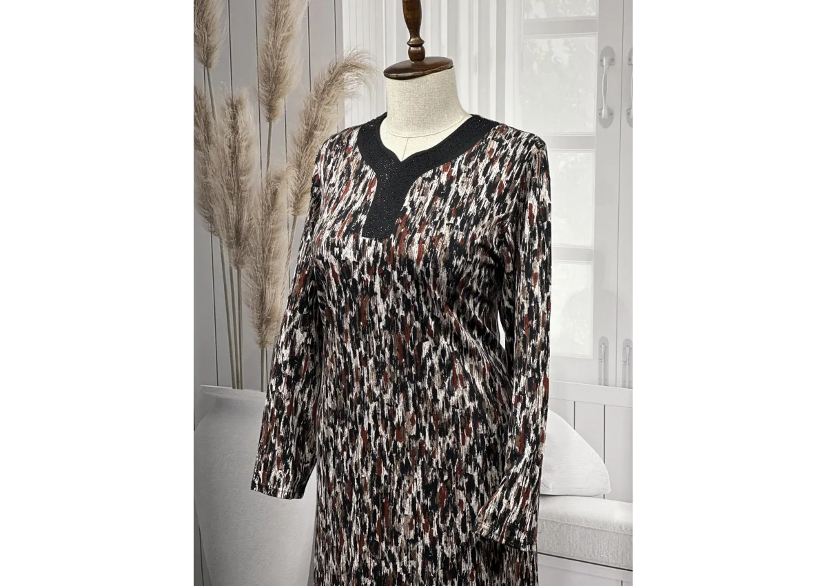 HESNA 8260 BTT. ELBİSE - KİREMİT - R10594 - (Asorti: 8-9)