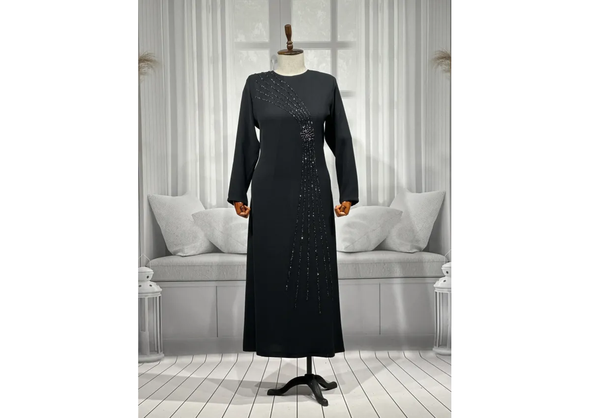 HESNA 8426 ELBİSE - SİYAH - (Asorti: 44-54)