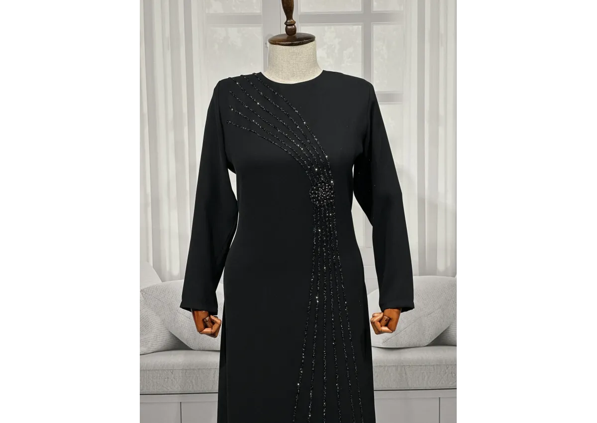 HESNA 8426 ELBİSE - SİYAH - (Asorti: 44-54)