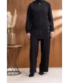 Letafet Kapüşonlu Düğme Detaylı Ceketli Pantolonlu Takım - SİYAH - (Asorti: M-XXL)