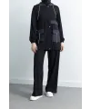 GARNİ KUMAŞLI ALLERLİ PANTOLON TAKIM - SİYAH - (Asorti: M-XXL)