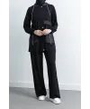 GARNİ KUMAŞLI ALLERLİ PANTOLON TAKIM - SİYAH - (Asorti: M-XXL)