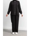 LETAFET RİVET DETAYLI FERMUARLI PANTOLONLU TAKIM - SİYAH - (Asorti: M-XXL)