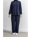 LETAFET RİVET DETAYLI FERMUARLI PANTOLONLU TAKIM - LACİVERT - (Asorti: M-XXL)
