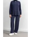 LETAFET RİVET DETAYLI FERMUARLI PANTOLONLU TAKIM - LACİVERT - (Asorti: M-XXL)