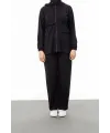 NERVÜR DETAYLI İNCİ PANT. TAKIM - SİYAH - (Asorti: M-XXL)