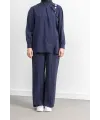 LETAFET ÖNÜ VOLAN DETAYLI PANTOLONLU TAKIM - LACİVERT - (Asorti: M-XXL)