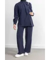 LETAFET ÖNÜ VOLAN DETAYLI PANTOLONLU TAKIM - LACİVERT - (Asorti: M-XXL)