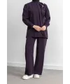 LETAFET ÖNÜ VOLAN DETAYLI PANTOLONLU TAKIM - MÜRDÜM - (Asorti: M-XXL)