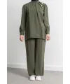 LETAFET ÖNÜ VOLAN DETAYLI PANTOLONLU TAKIM - HAKİ - (Asorti: M-XXL)