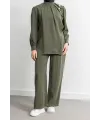 LETAFET ÖNÜ VOLAN DETAYLI PANTOLONLU TAKIM - HAKİ - (Asorti: M-XXL)