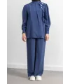 LETAFET ÖNÜ VOLAN DETAYLI PANTOLONLU TAKIM - İNDİGO - (Asorti: M-XXL)