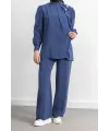 LETAFET ÖNÜ VOLAN DETAYLI PANTOLONLU TAKIM - İNDİGO - (Asorti: M-XXL)