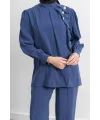 LETAFET ÖNÜ VOLAN DETAYLI PANTOLONLU TAKIM - İNDİGO - (Asorti: M-XXL)