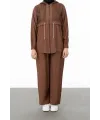 BELDEN ALLERLİ FİLELİ PANTOLON TAKIM - KAHVE - (Asorti: M-XXL)