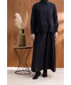 FIRFIR DETAYLI GÖMLEK YAKA ETEKLİ TAKIM - SİYAH - (Asorti: 46-52)