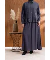 FIRFIR DETAYLI GÖMLEK YAKA ETEKLİ TAKIM - ANTRASİT - (Asorti: 46-52)