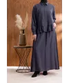 FIRFIR DETAYLI GÖMLEK YAKA ETEKLİ TAKIM - ANTRASİT - (Asorti: 46-52)