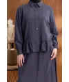 FIRFIR DETAYLI GÖMLEK YAKA ETEKLİ TAKIM - ANTRASİT - (Asorti: 46-52)