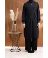 KAPÜŞONLU RİBANA VE ALLER DETAYLI GİYÇIK - SİYAH - (Asorti: 46-52)