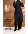 KAPÜŞONLU RİBANA VE ALLER DETAYLI GİYÇIK - SİYAH - (Asorti: 46-52)
