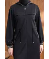 KAPÜŞONLU RİBANA VE ALLER DETAYLI GİYÇIK - SİYAH - (Asorti: 46-52)
