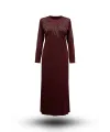 HESNA 8506 BASKILI ELBİSE - BORDO - (Asorti: 4-6)