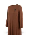 HESNA 8424 ELBİSE - KAHVE - (Asorti: 3-6)