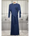 HESNA 8589 ELBİSE - İNDİGO - (Asorti: 46-52)