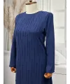 HESNA 8396 ELBİSE - İNDİGO - (Asorti: 46-52)