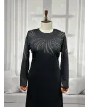 HESNA 8506 BASKILI ELBİSE - SİYAH - (Asorti: 4-6)