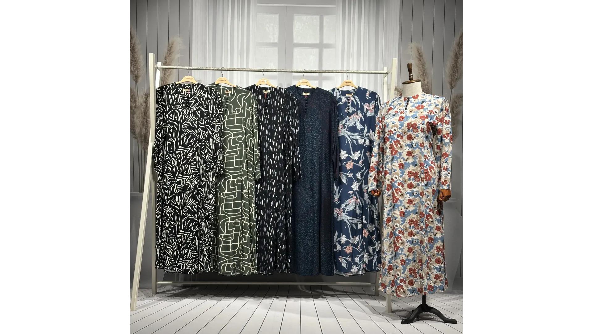 CEMİLE ELBİSE - SİYAH - 01-KARIŞIK DESEN - (Asorti: 4-6)