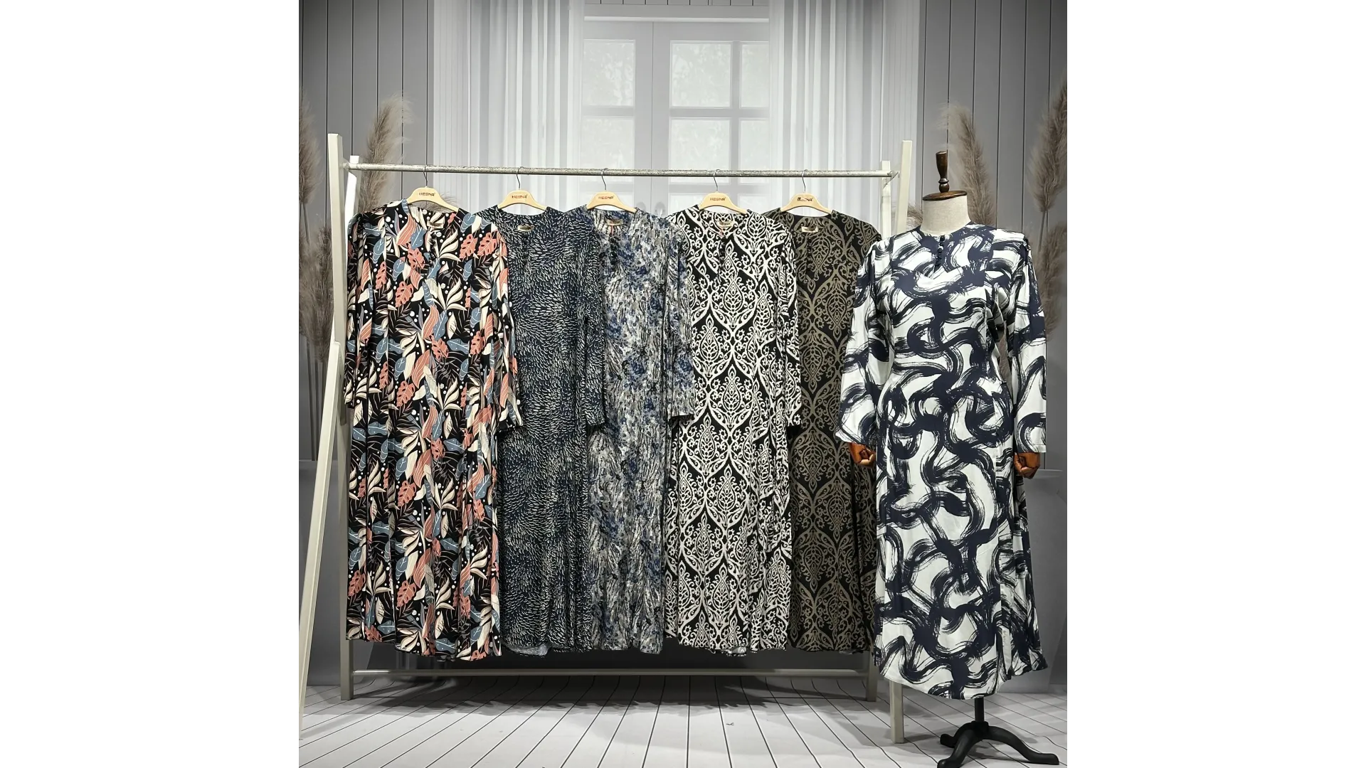 CEMİLE ELBİSE - SİYAH - 01-KARIŞIK DESEN - (Asorti: 4-6)