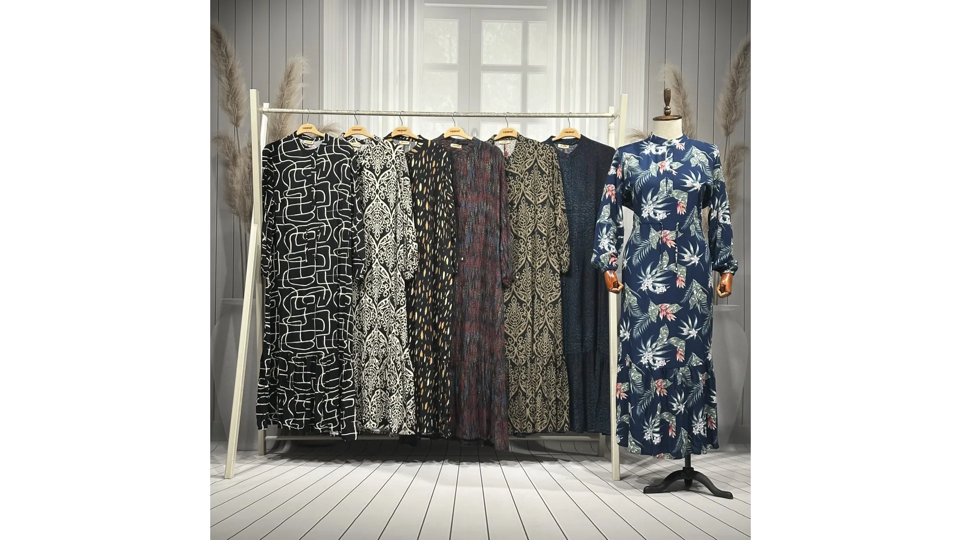 HESNA 8114 VİSK. ELBİSE - KARIŞIK DESENLER - 01-KARIŞIK DESEN - (Asorti: 3-6)