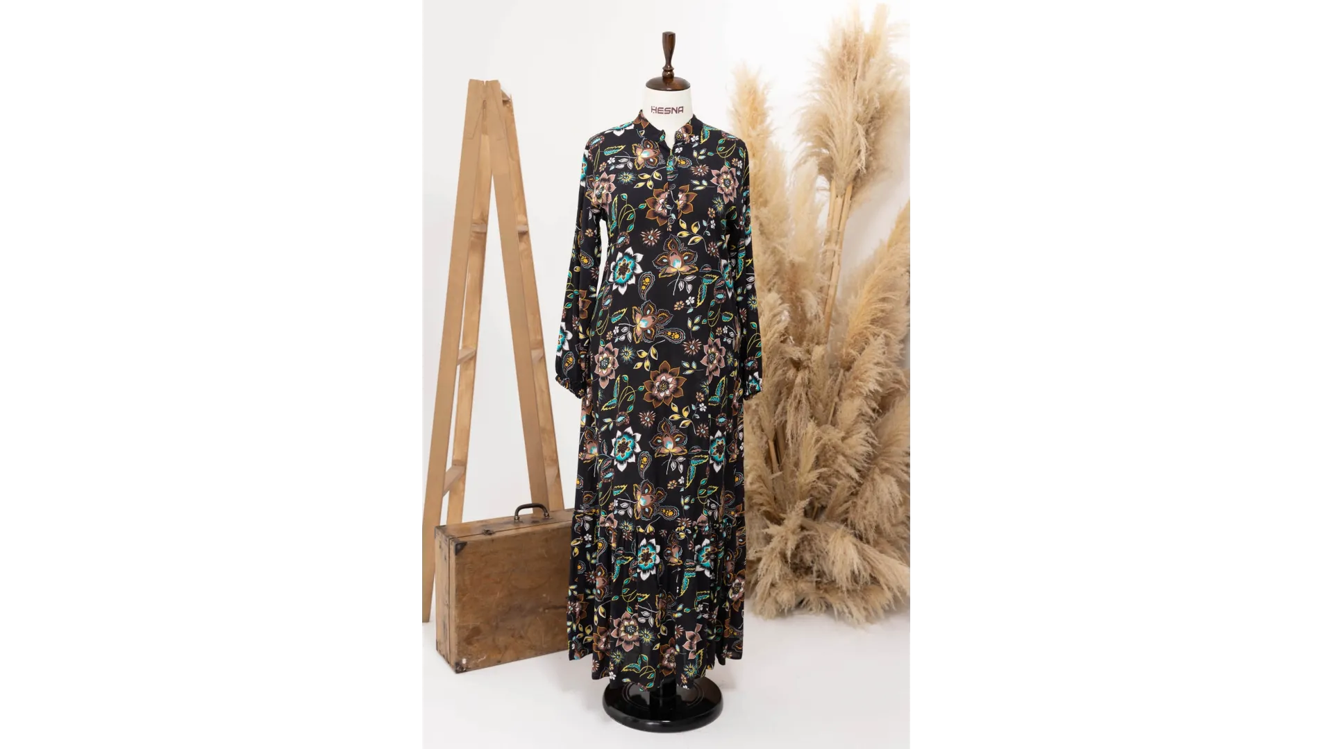 HESNA 8203 VİSKON ELBİSE - KARIŞIK DESENLER - 01-KARIŞIK DESEN - (Asorti: 3-6)