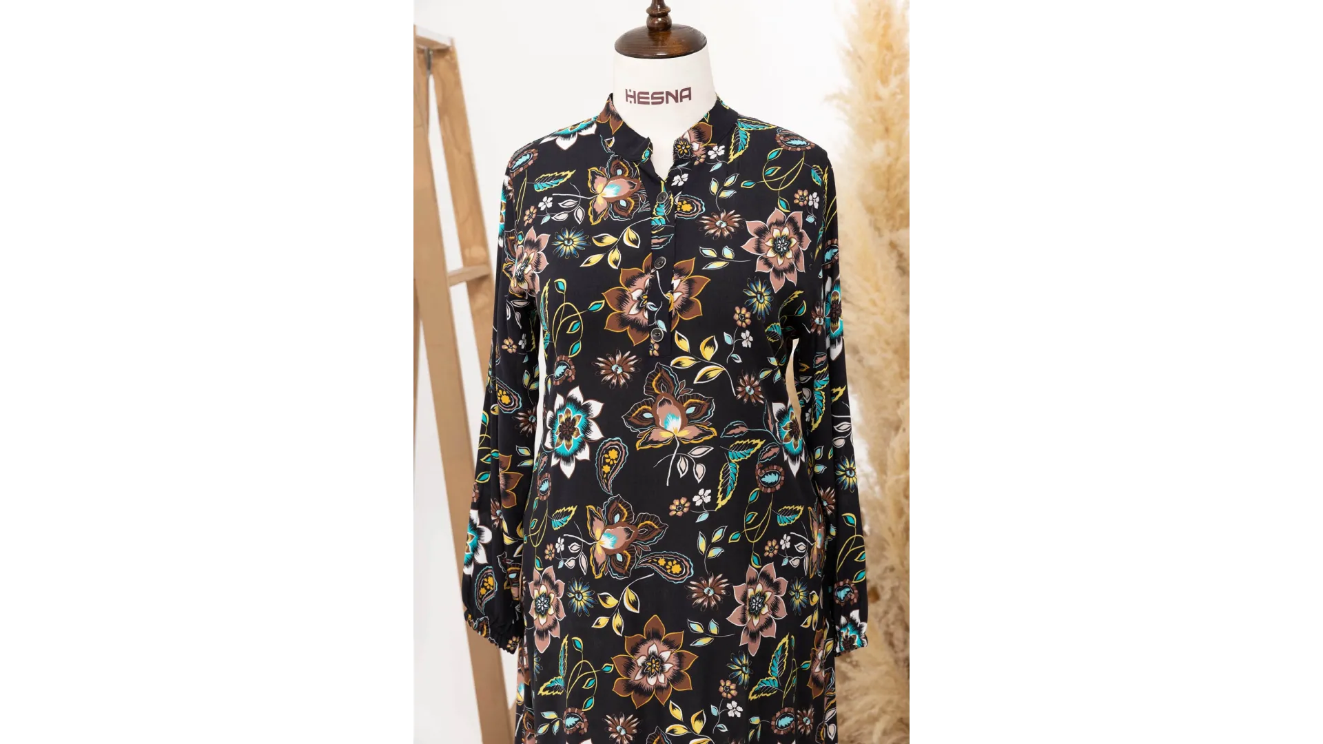 HESNA 8203 VİSKON ELBİSE - KARIŞIK DESENLER - 01-KARIŞIK DESEN - (Asorti: 3-6)