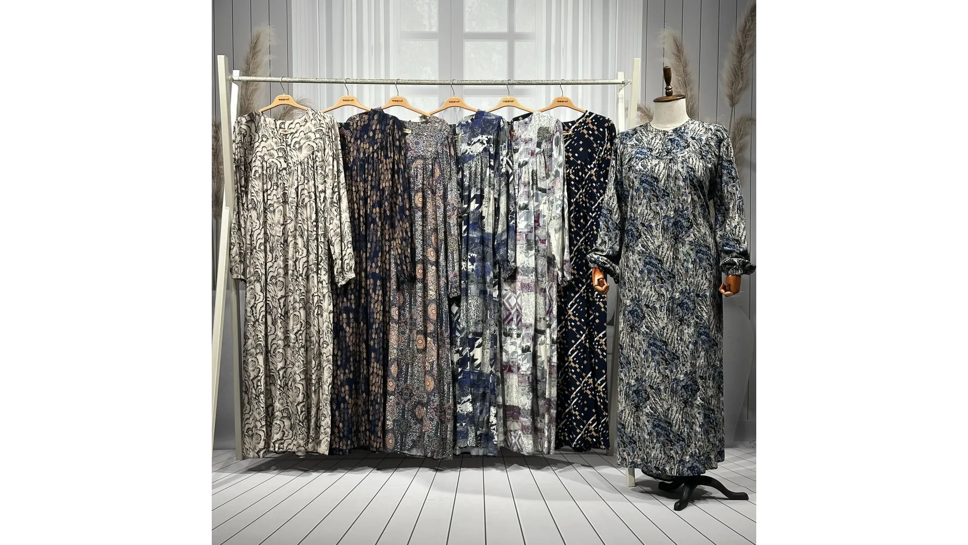 HESNA 8227 ROBALI ELBİSE - KARIŞIK DESENLER - 01-KARIŞIK DESEN - (Asorti: 3-5-7)