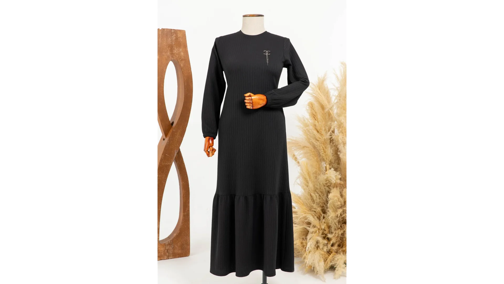 HESNA 8339 ELBİSE - SİYAH - (Asorti: 3-6)