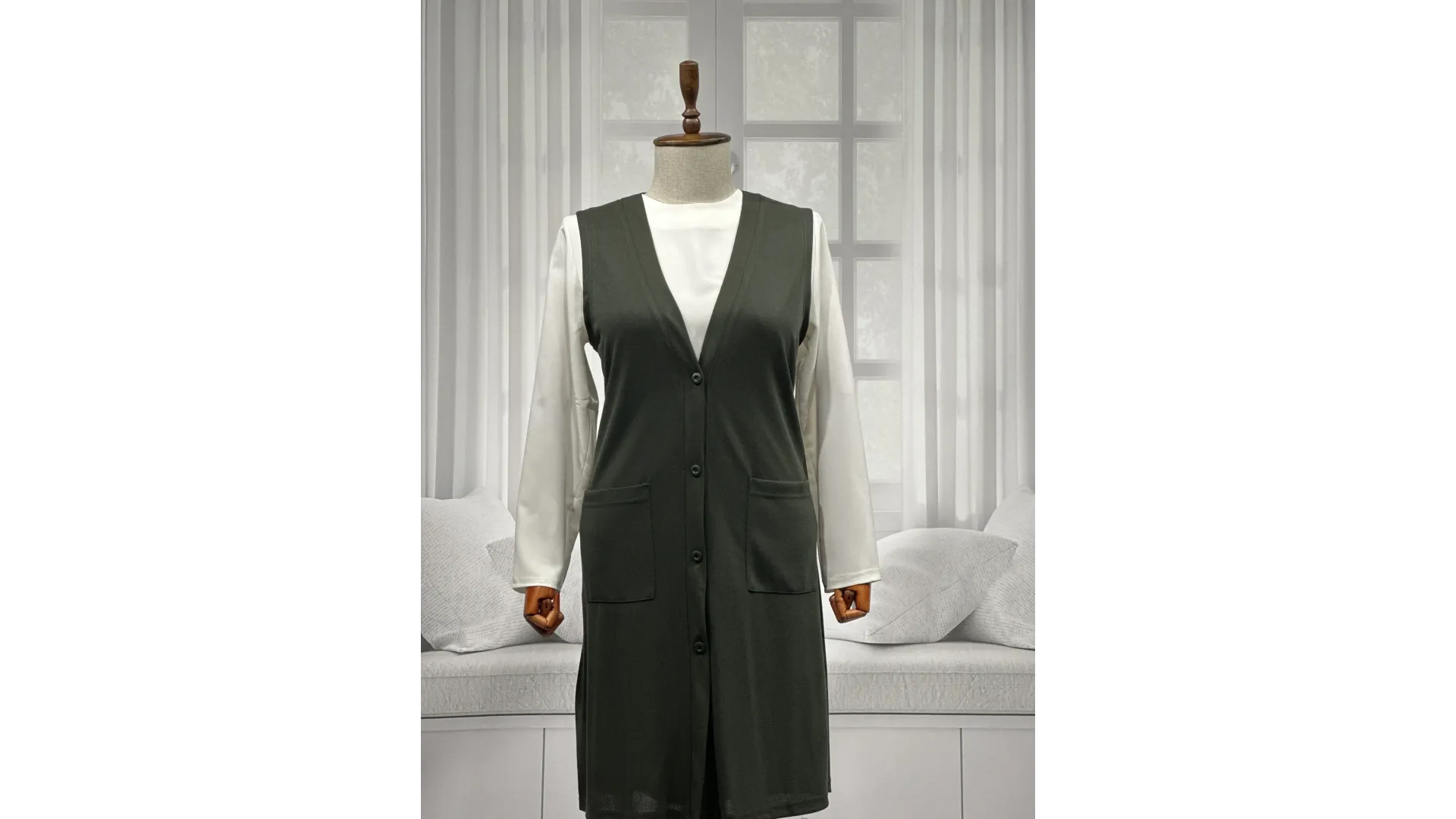 BUĞRA UZUN YELEK - HAKİ - (Asorti: 4-6)