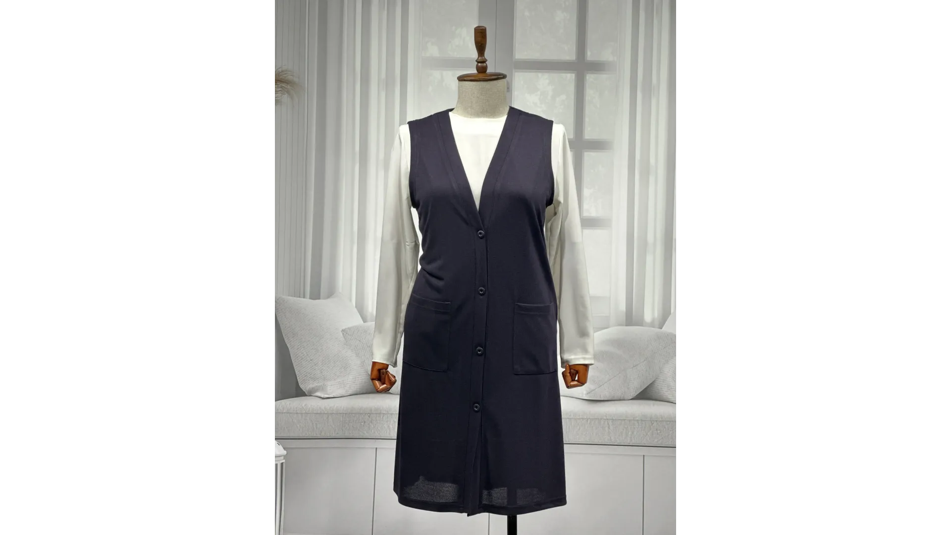 BUĞRA UZUN YELEK - MÜRDÜM - (Asorti: 4-6)