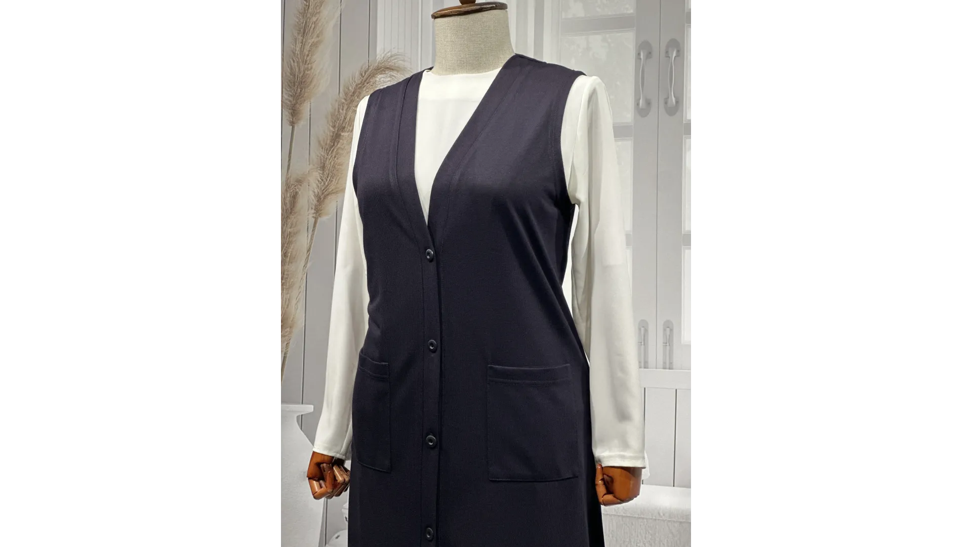 BUĞRA UZUN YELEK - MÜRDÜM - (Asorti: 4-6)