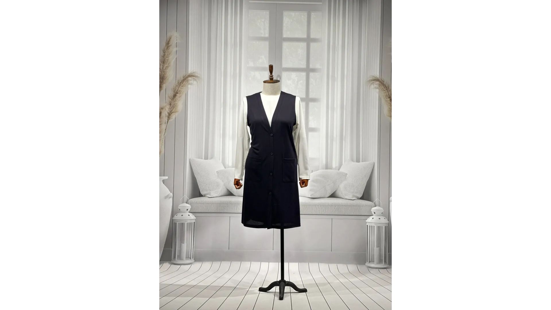 BUĞRA UZUN YELEK - MÜRDÜM - (Asorti: 4-6)