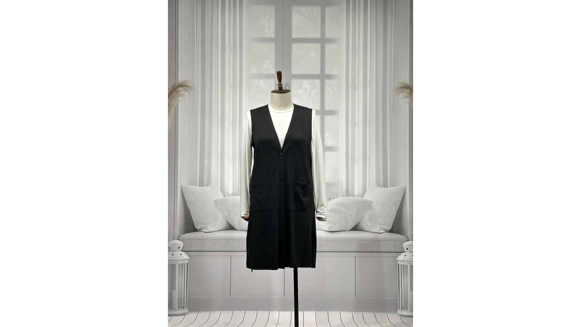 BUĞRA UZUN YELEK - SİYAH - (Asorti: 4-6)