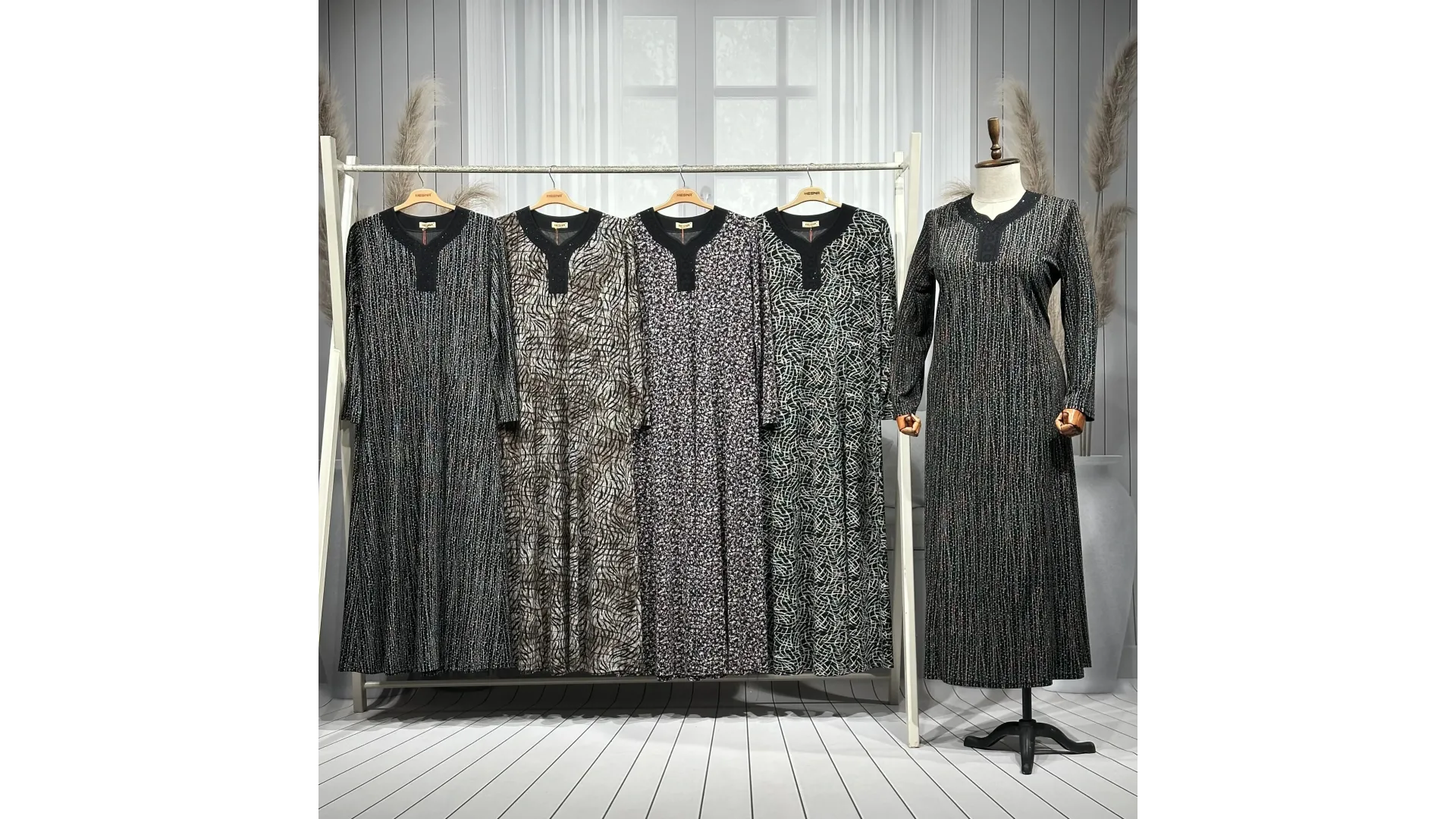 DEMET ELBİSE - BORDO - R10594 - (Asorti: 4-7)