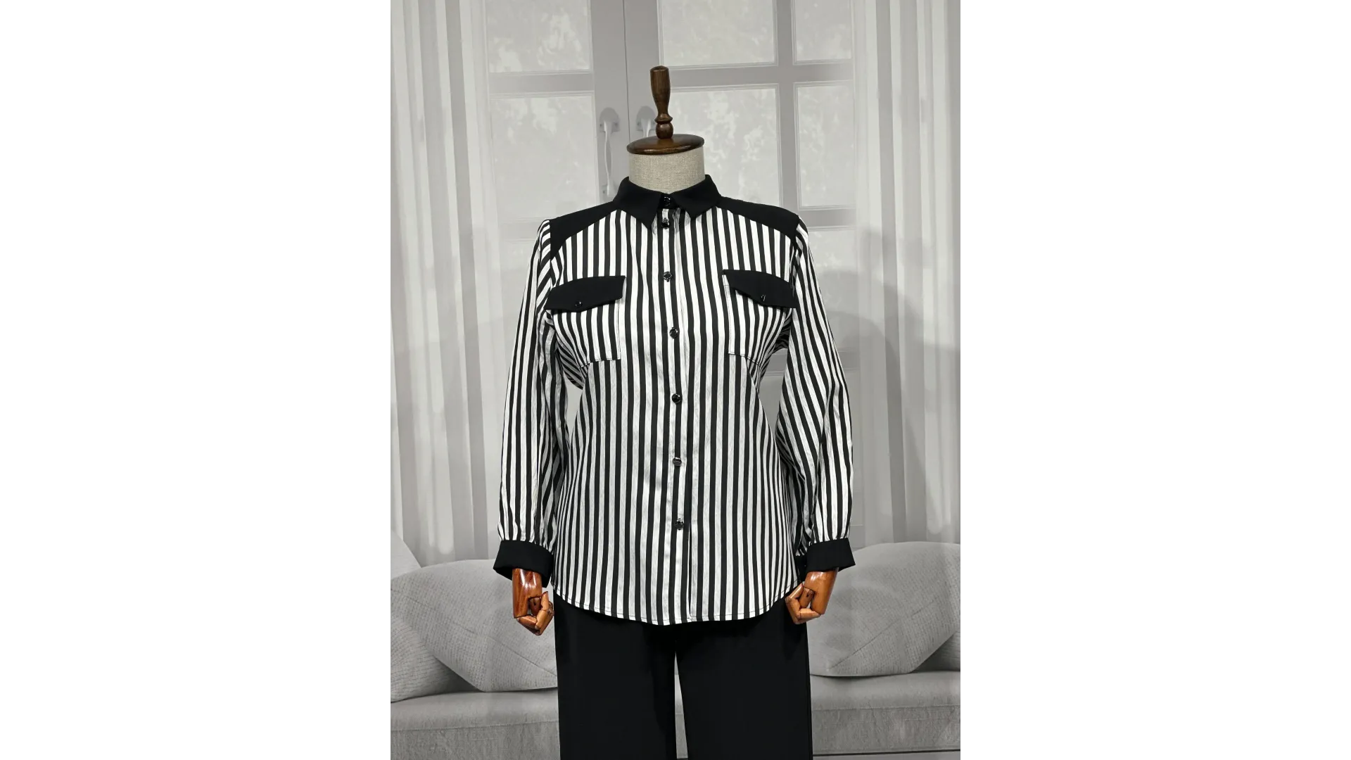 HESNA 4615 ÇİZGİLİ TAKIM - SİYAH - (Asorti: 46-52)