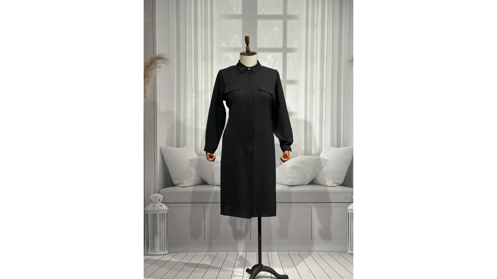 HESNA 5097 TUNİK - SİYAH - (Asorti: 46-52)