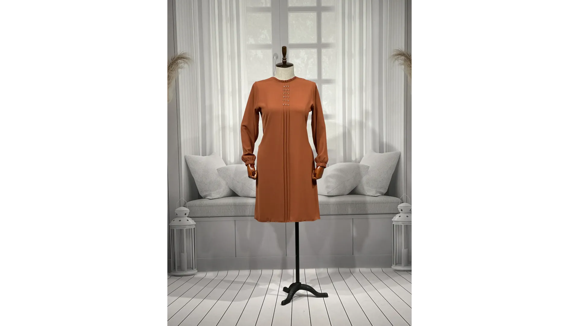 HESNA 5116 TUNİK - KİREMİT - (Asorti: 46-52)