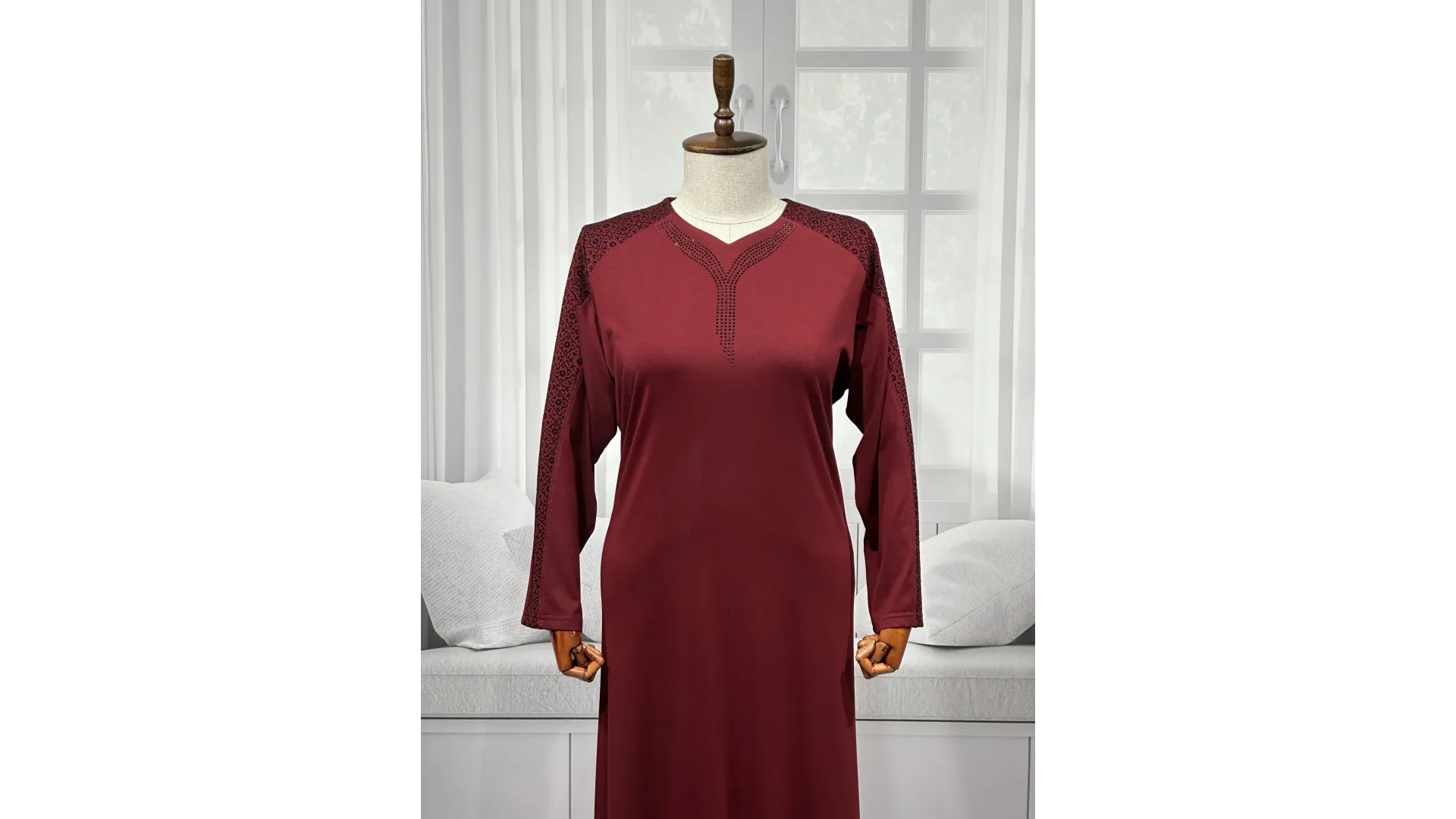 HESNA 8026 (BTT) ELBİSE - BORDO - (Asorti: 7-9)